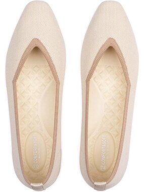 Women's Beige\Brown Slip-On Square Toe Knitted Breathable Lightweight Shoes